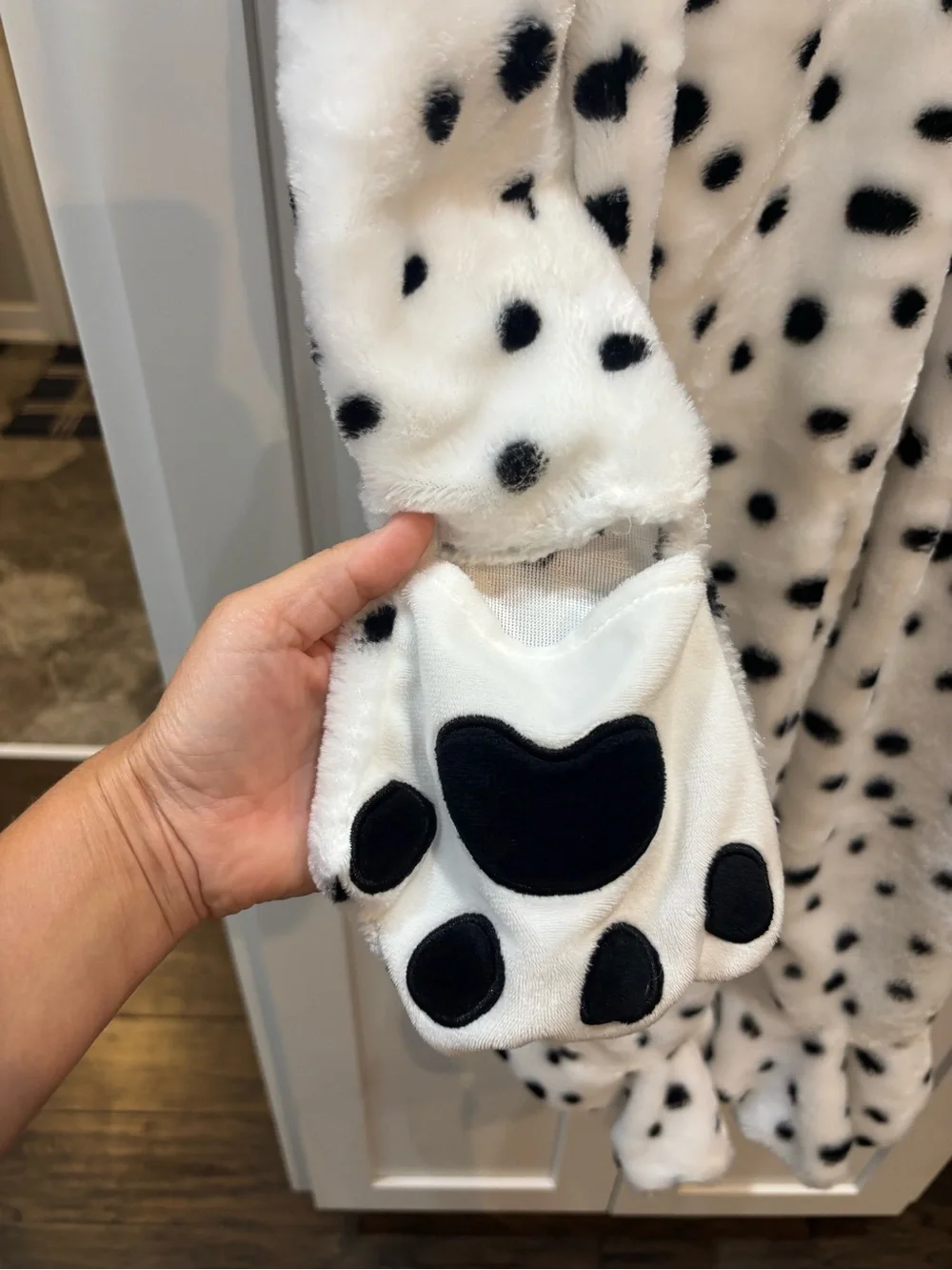Dalmatian Spot Kids Halloween Costume - White & Black Plush Onesie